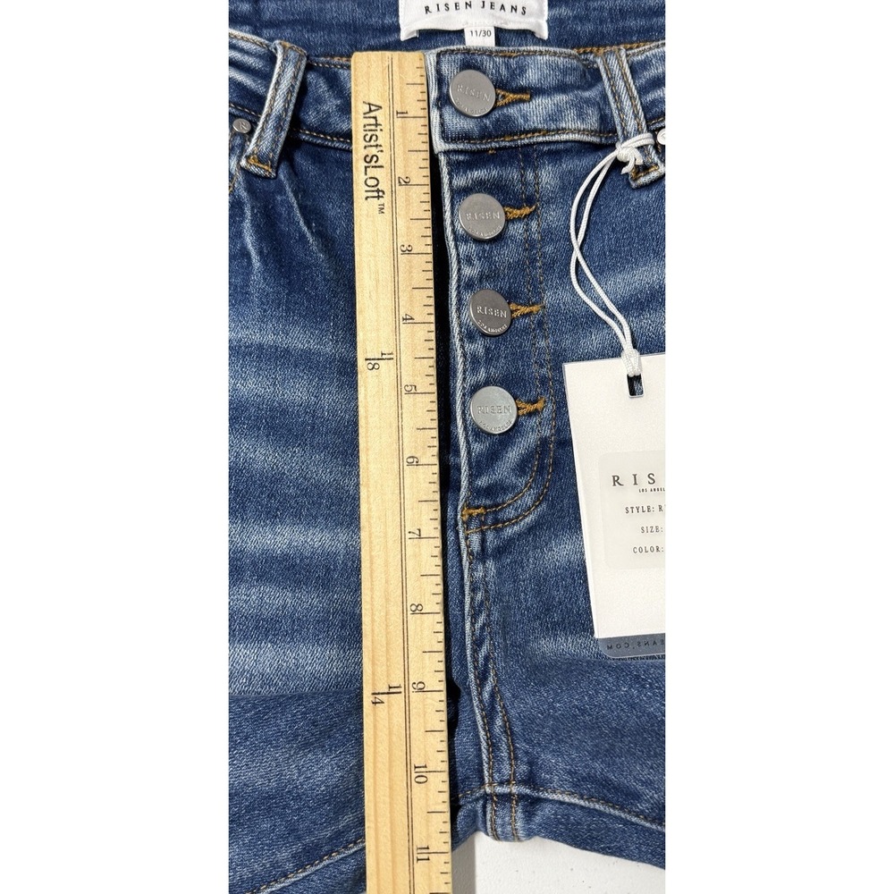 RISEN Jeans Women's 11/30 Flare Distressed Stretch Denim Blue Fade NWT - Picture 8 of 10